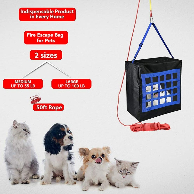 ISOP Fire Emergency Escape Bag for Pets up to 100 Pounds - Rope 50ft Incl. - Safety Equipment Carrier - Rapid Rescue Bag for Pets Animals (Large 28"x21"x14") - Life-saving Tool for Dogs, Cats - Rescue Sack - Image 2